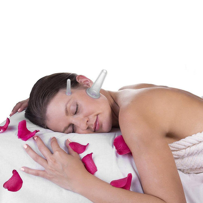 2pcs Silicone Cupping Suction Can Vacuum Face Leg Arm Massage Cup (White)