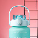 2000ML Large Capacity Water Bottle Straw Plastic Cup with Handle (Green) Newly