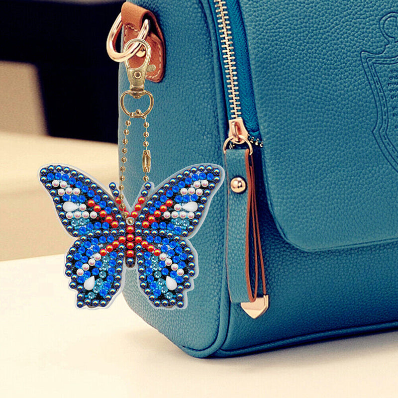 5pcs DIY Acrylic Full Special Drill Diamond Butterfly Keychain Kit (YSK081)