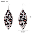 Leopard Leather Earrings Three Layer Retro Eardrop Lady Jewelry (Pink+White