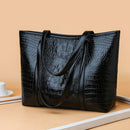 Simple Crocodile Leather Women Shoulder Bag Large Capacity Totes Travel Handbag