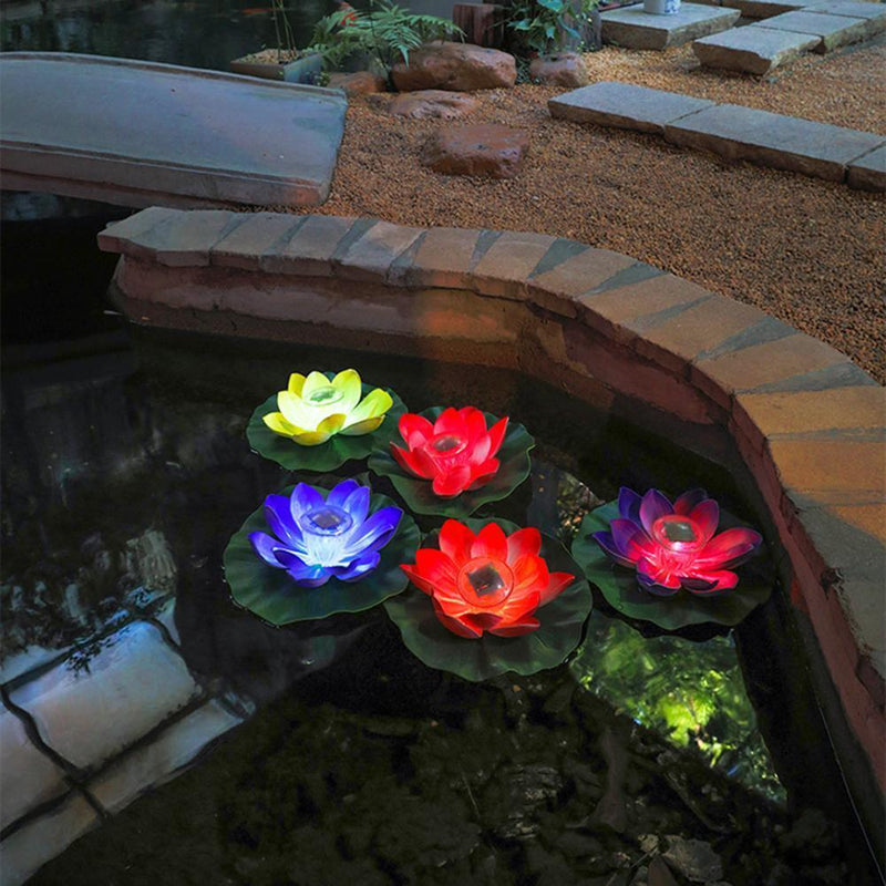 Lotus Solar Lights Flower Float Waterproof Outdoor Pond Pool Decor (Pink)