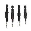 4Pcs #6 #8 #10 #12 HSS Countersink Drill Bit Set Screw 1/4 Hex Shank Wood T