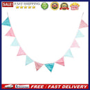 12 Flags Pink Blue Floral Cotton Fabric Bunting Pennant Banner Birthday