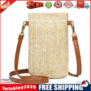 Summer Women Mini Straw Crossbody Bags Woven Phone Wallet (Camel no Buckle)