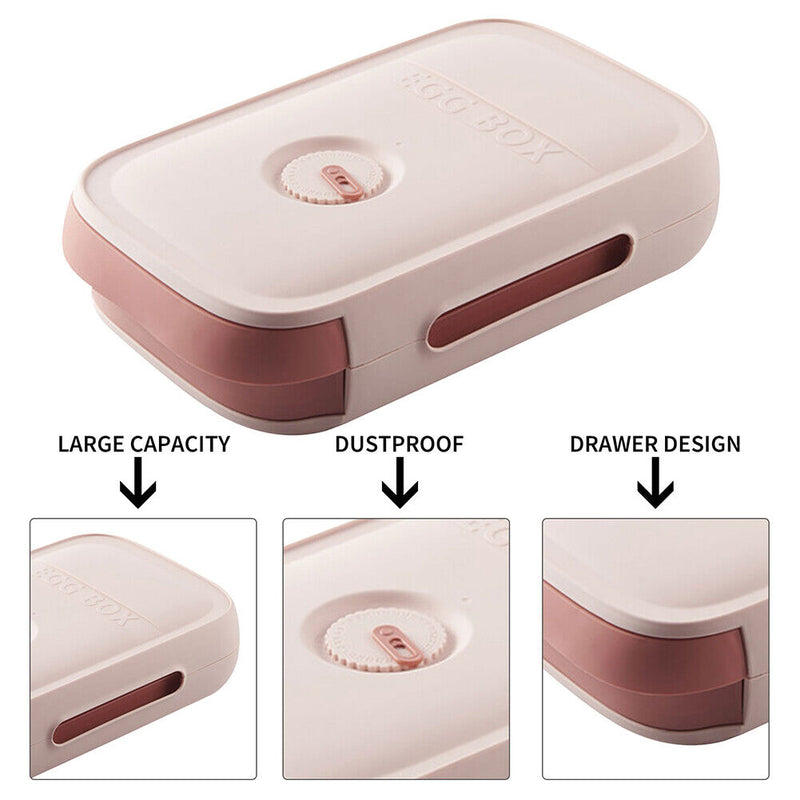 Drawer Egg Storage Box Refrigerator Fresh Keeping Egg Dumpling Tray (Pink) Newly