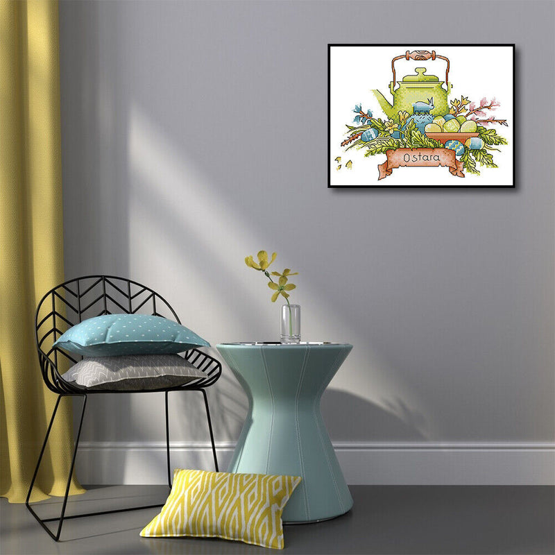 Partial Embroidery Teapot Stamped Canvas 14CT DIY Cross Stitch Kits (J536)