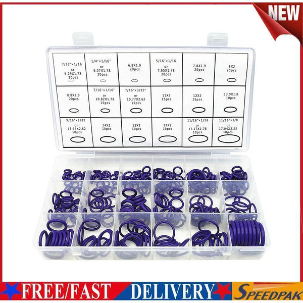 270pcs 18 Sizes HNBR O Rings Rubber Air Conditioning Seal Ring Set (Purple) #F