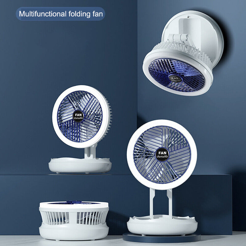 Desktop Cooling Foldable Fan with LED Light Tent Floor Standing Fans (Blue)