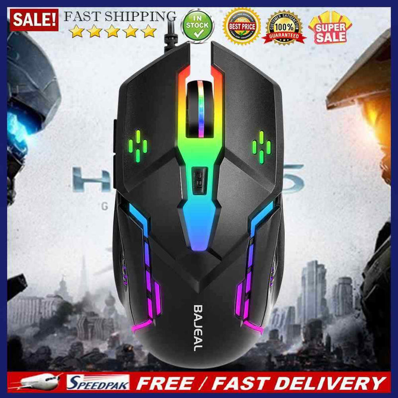 Wired Mouse 6-Key 3200 DPI Luminous Gamer Mice E-Sports Mechanical Mouse
