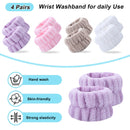 #A 4 Pairs Wrist Spa Washband Wash Towel Band Scrunchies for Washing Face Reusab
