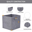 Storage Basket Bins - Foldable Storage Boxes with Handles - Rectangular (Grey)