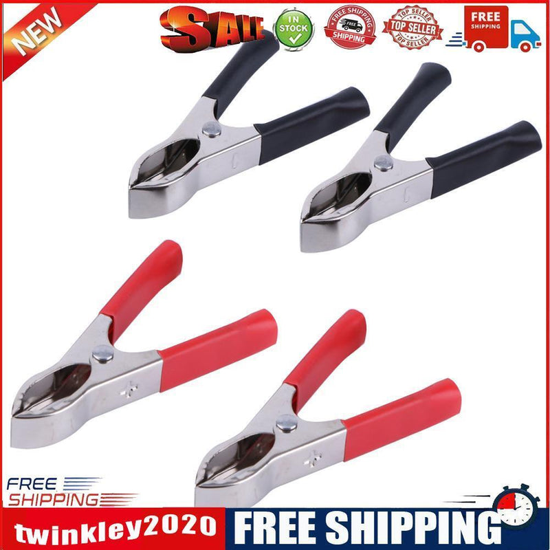 2Red+ 2Black 30A 75mm Nickel Coated Car Battery Test Clips Alligator Clamps