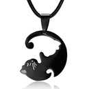 pair Cute Round Valentine's Day Fashion Couple Pendant Necklace Black White Cat
