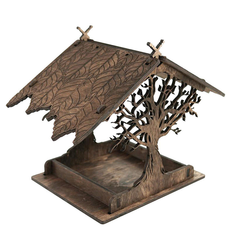 Wooden Bird Feeder Nest Outdoor Tree Branches Carving Hang Birdhouse (B)