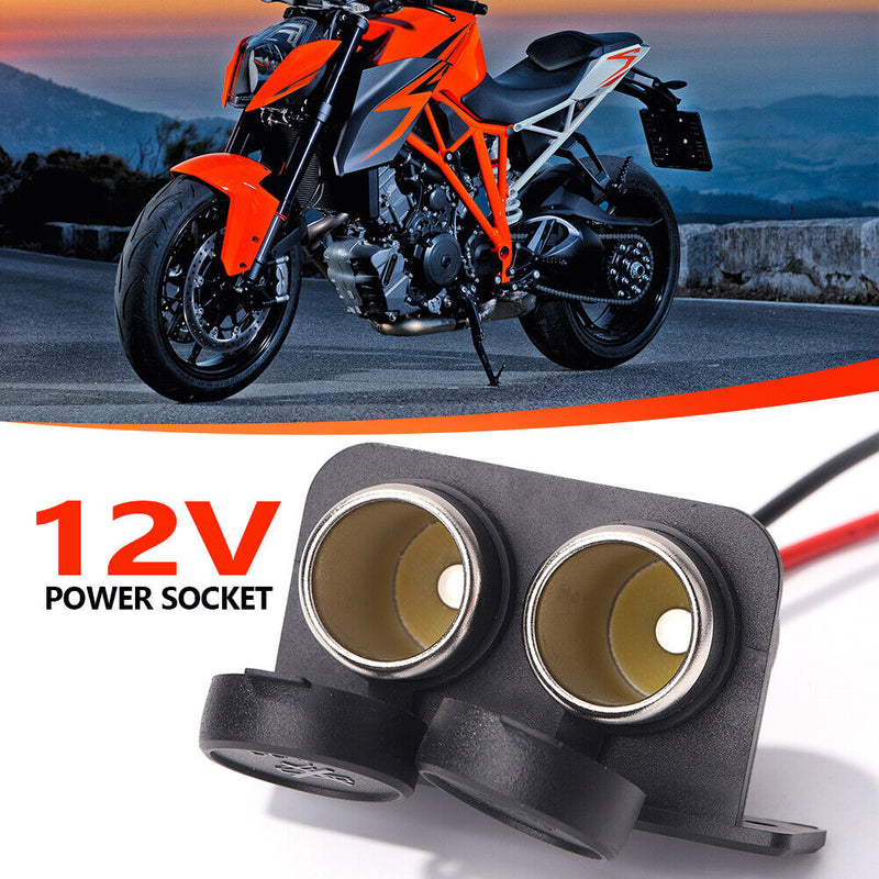 Car Cigarette Lighter Socket 12V Waterproof Dual Power Outlet with Wire
