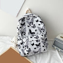 Graffiti Butterfly Print Rucksack Women Preppy Style Large Handbags Bear Pendant