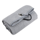 Waffle Microfiber Golf Ball Club Cleaning Towel with Carabiner Hook (Grey) Newly