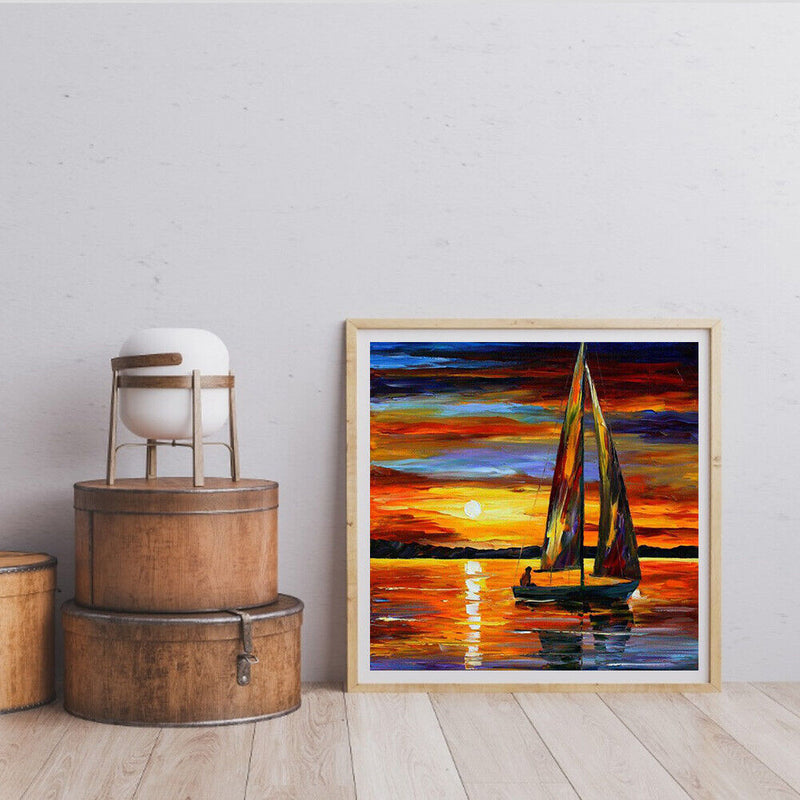 Sunset Sailboat Oil Paint By Numbers Kits Canvas Picture DIY Wall Art Craft