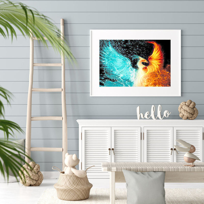 Art Canvas Oil Kit Drawing By Numbers Ice Fire Phoenix DIY Hand Painted Painting