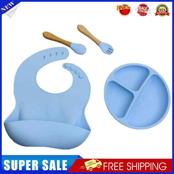 4x Silicone Food Plates Set Anti Slip Baby Feeding Food Accessories (Light