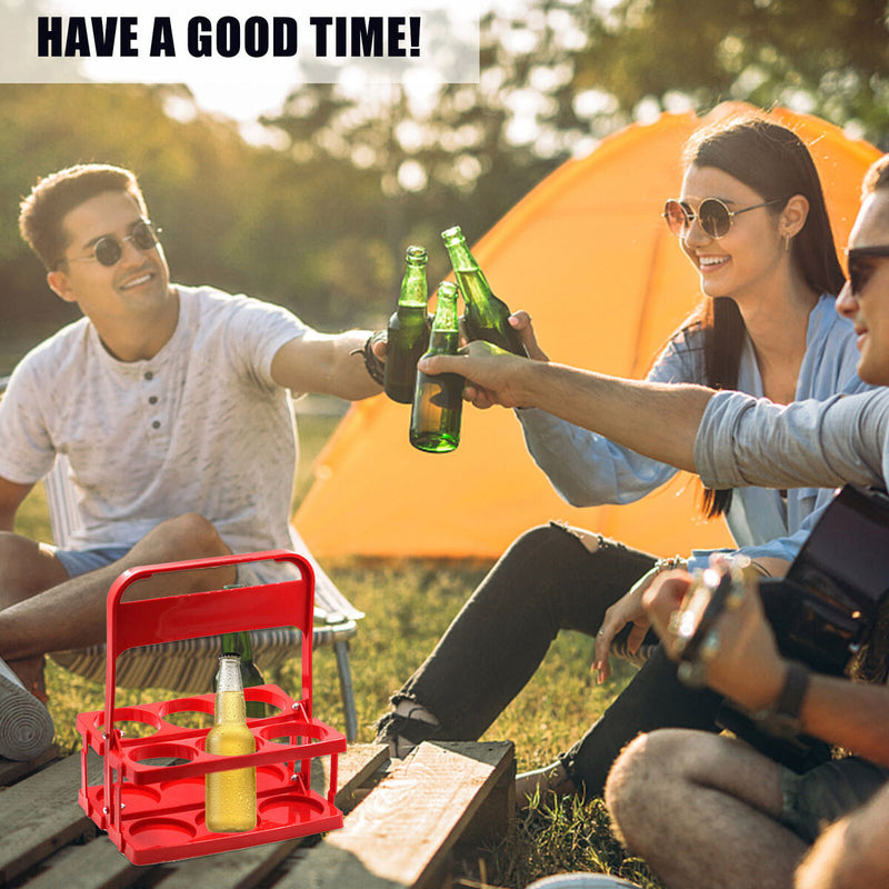 Portable Beer Rack Foldable Plastic Beer Basket Durable Wine Rack (Red) Newly
