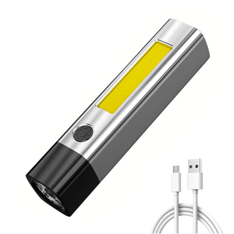 LED COB Flashlight USB Rechargeable 2 Mode Outdoor Camping Cycling Wall