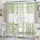 Peony Curtain Living Room Bedroom Home Door Window Curtain (Green) Newly