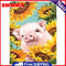 Sunflower Pig Oil Paint By Numbers DIY Coloring Picture for Adults Children Gift