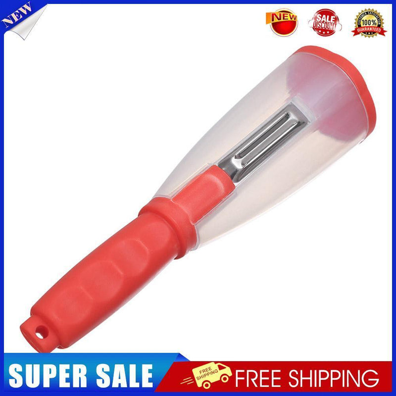 Multifunctional Fruit Peeler with Rubbish Bin Vegetable Skin Cutter (Red)