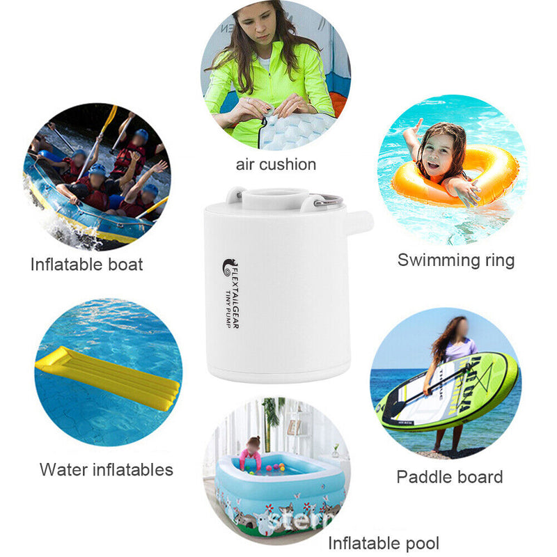Mini Air Pump 1300mAh Rechargeable Air Pump Quick Inflate Deflate (White) Newly