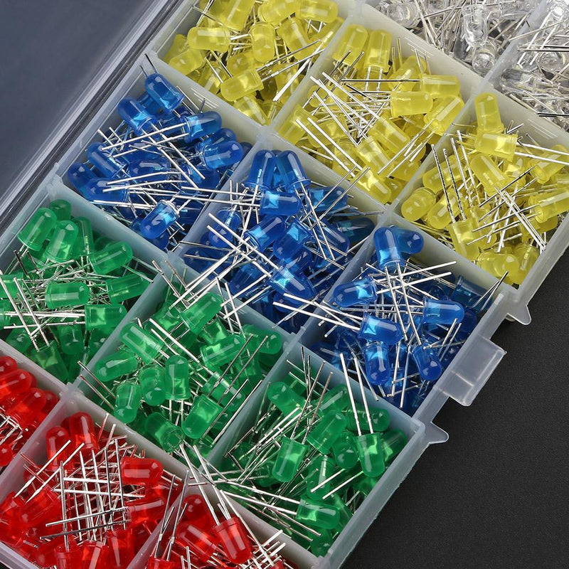 500pcs 5mm LED Diode Light Assorted Kit DIY Set White Yellow Red Green Blue
