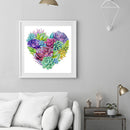 11CT Partial Cross Stitch Heart Succulents Counted DIY Wall Crafts Home Decor