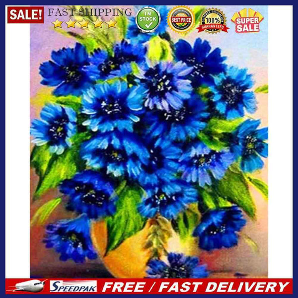 Blue Bouquet Oil Paint By Numbers Kit DIY Frameless Drawing Picture for Adults