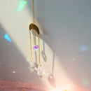 Iron Hoop Moon Sun Crystal Pendant Wind Chime Hanging Drop Garden Decor (C)