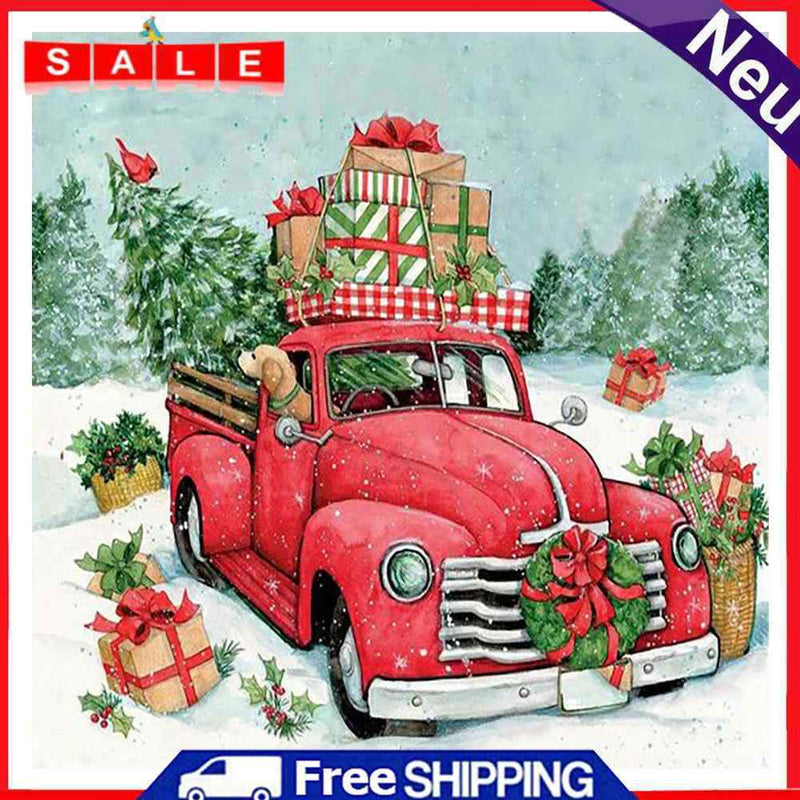 5D Christmas Car Diamond Painting Round Drill Rhinestone Picture Craft for Gift