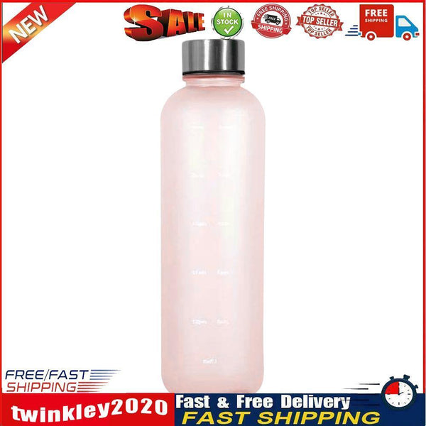 1L Large Capacity Water Bottle Portable Plastic Water Cup (Pink Frosted) Newly