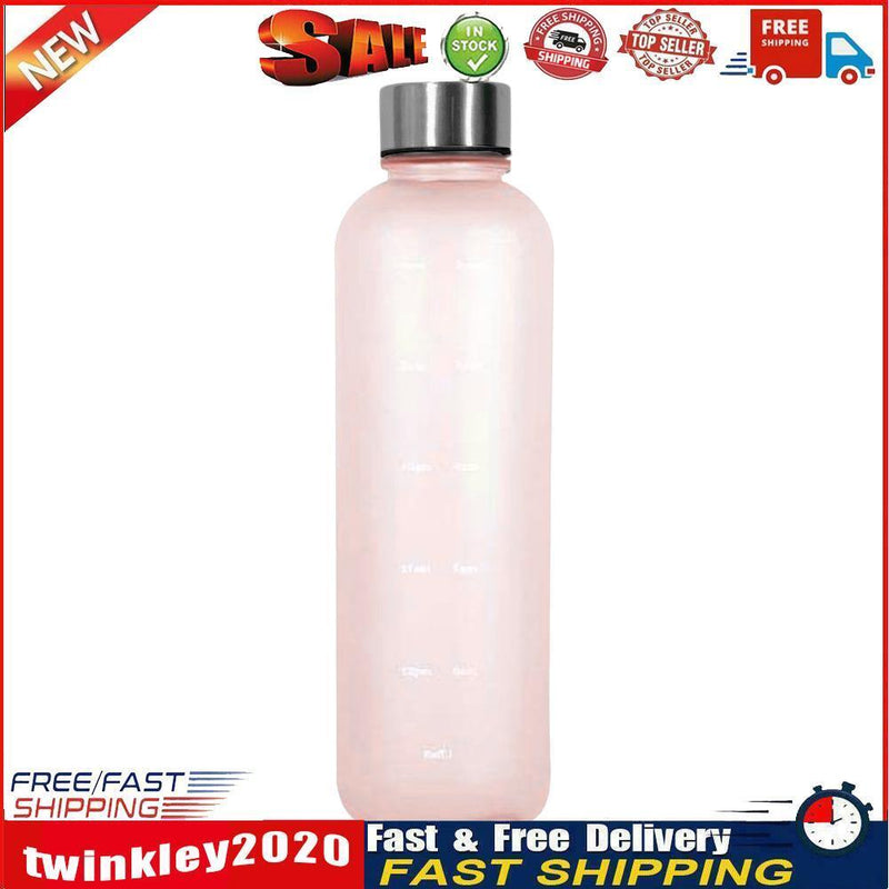 1L Large Capacity Water Bottle Portable Plastic Water Cup (Pink Frosted) Newly