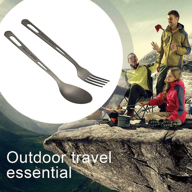 Portable Tableware Spork Set Titanium Fork Spoon Cooking Supplies Tools H7M2