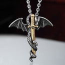 Men Women Jewelry Punk Luminous Choker Pendant Chain Dragon Sword Necklace