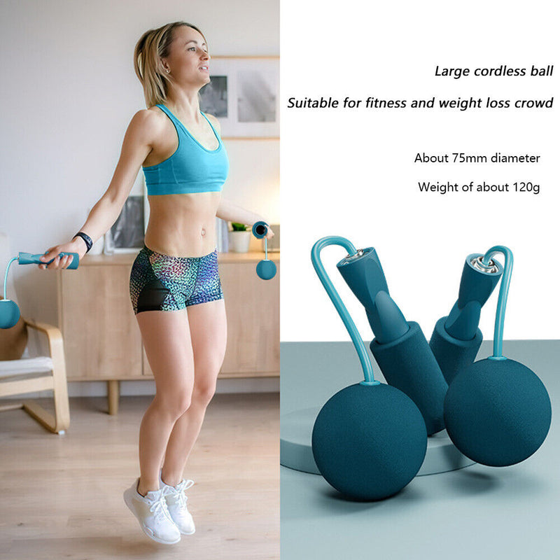 Bearing Weighted Cordless Jump Rope Fitness Speed Skipping Rope (Blue 75mm)