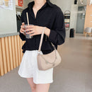 Retro Butterfly Chain Shoulder Underarm Bag Women Pure Color PU Leather Handbags