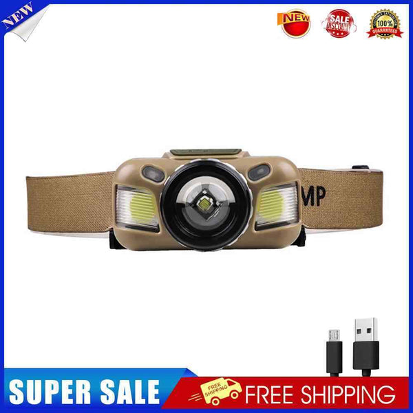 #A Induction USB Rechargeable XPE+COB LED Headlamp 600lm Outdoor Head Torch