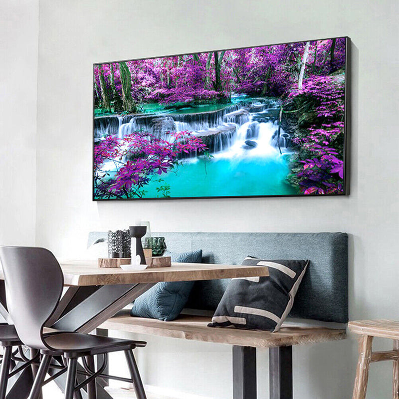 5D DIY Full Round Drill Diamond Painting Kit Waterfall Mountain Drawing Orn