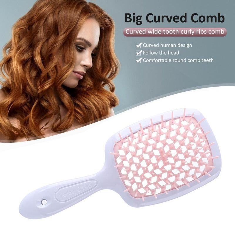 Wide Teeth Air Cushion Combs Scalp Massage Brush Hollow Grid Comb (Pink)