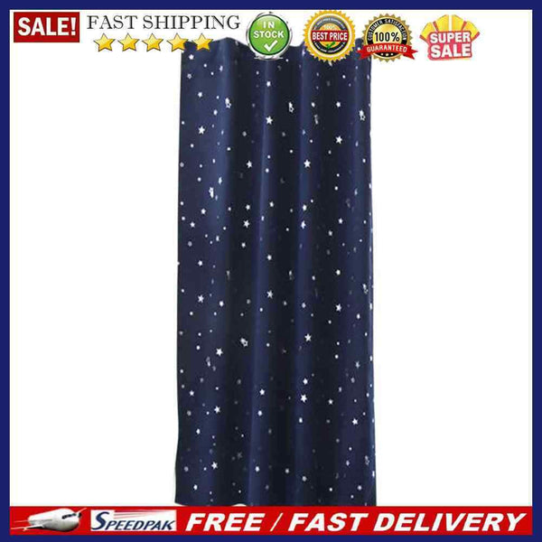 Modern Stars Printed Shading Curtains Window Treatment Curtain (Dark Blue)