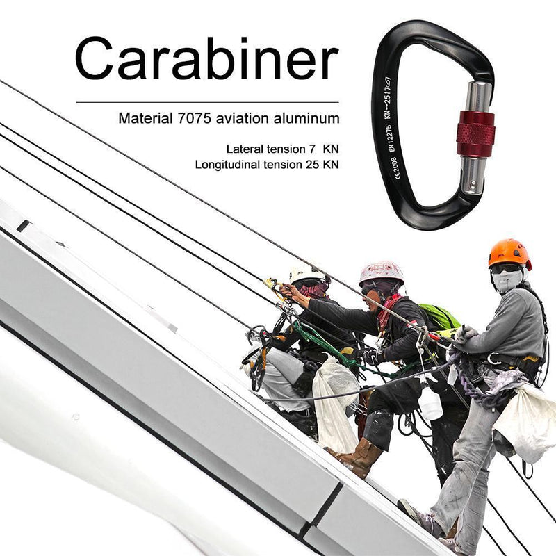 25KN Rock Climbing Carabiner D-Shaped Locking Screwgate Carabiner Hot-Forged