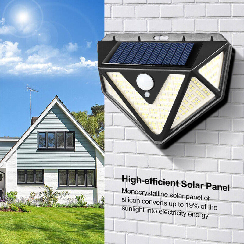 Solar PIR Motion Sensor Wall Light Outdoor 3 Modes Security Lamp (166 LED) Newly