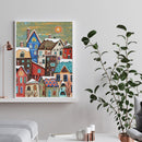 Snow Village Oil Painting By Numbers DIY Frameless Art Picture On Canvas