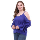 Ladies V-neck Crisscross Tops Solid Color Long Sleeve Women Plus Size T-shirts
